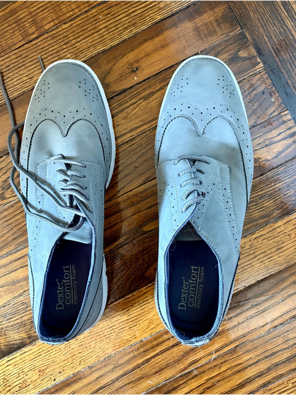 Dexter Light Gray Wingtip Derby Shoes